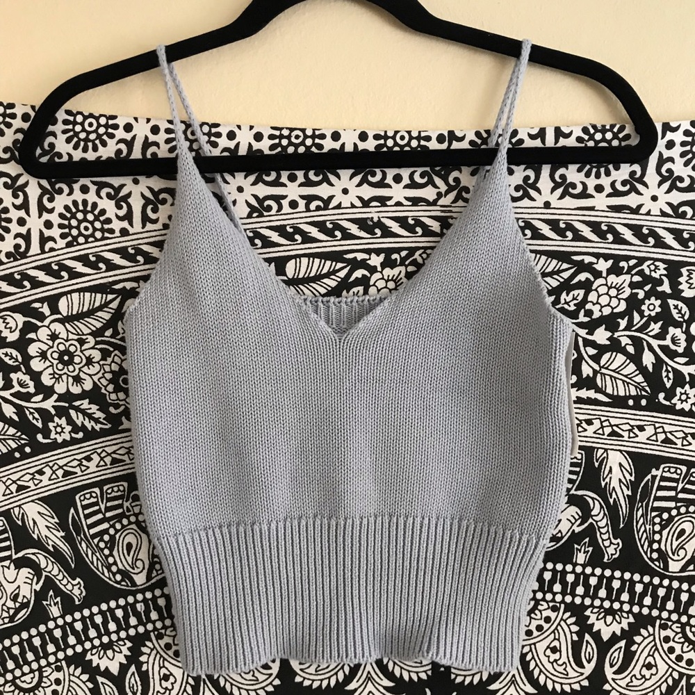 X SOLD X Brandy Melville baby blue knit tank top